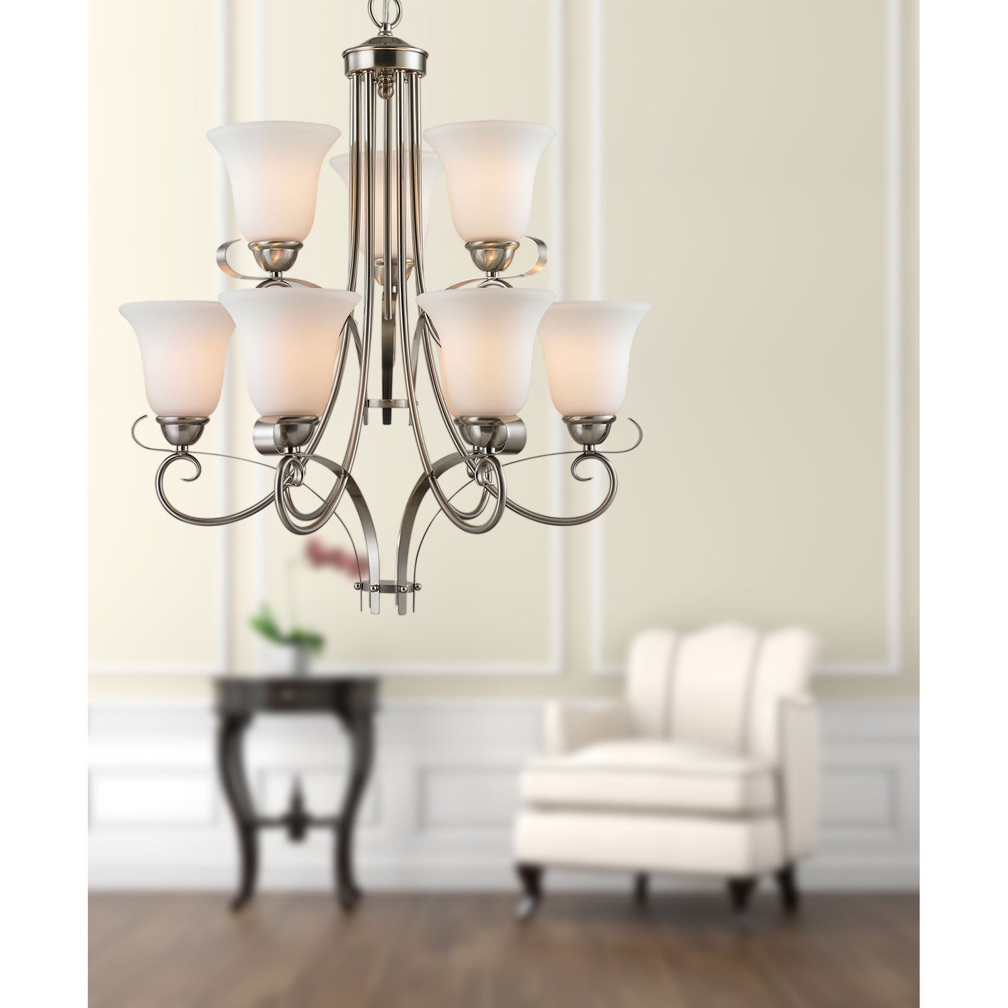 THOMAS 1009CH/20 Brighton 25'' Wide 9-Light Chandelier - Brushed Nickel