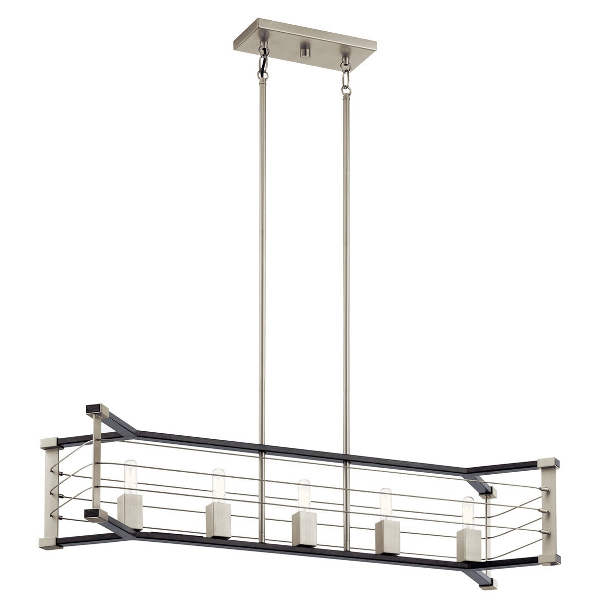 KICHLER 44250Mok Lente Five Light Linear Chandelier Midnight Oak