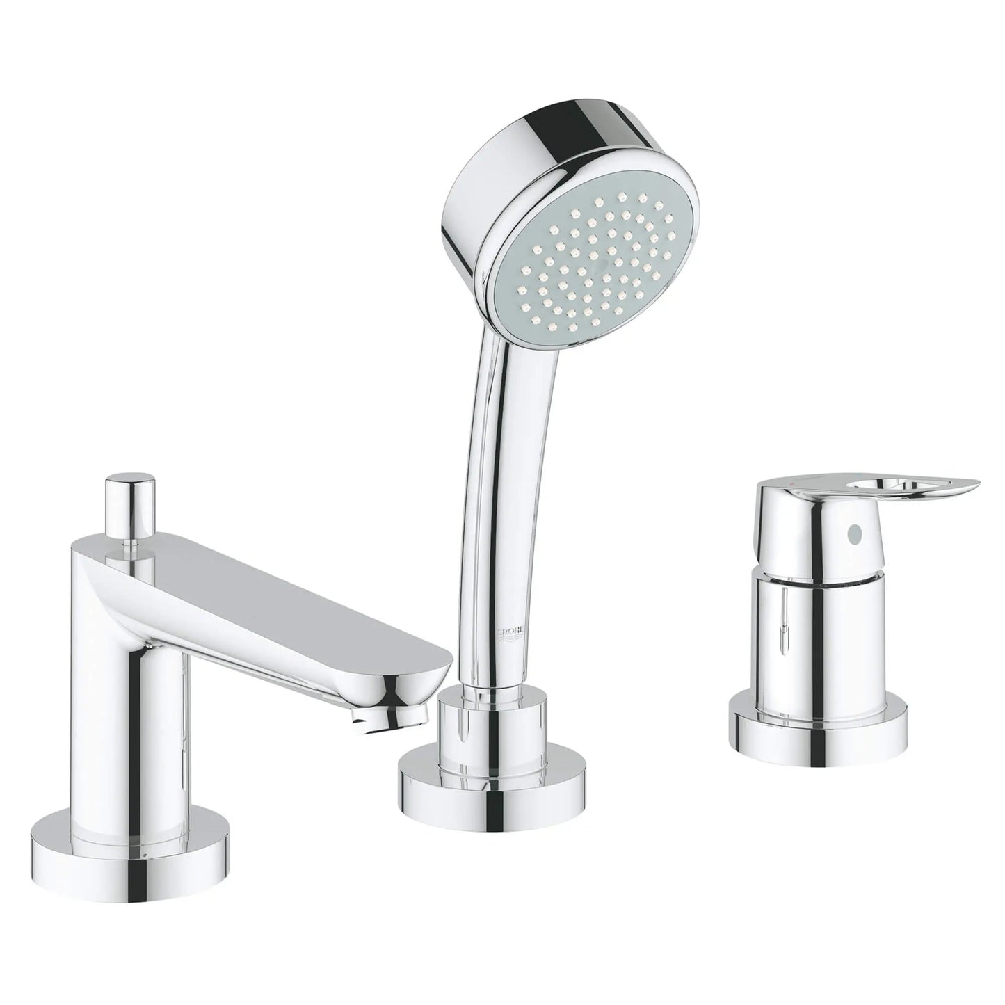 GROHE 19592000 Bauloop 3-Hole Single-Handle Deck Mount Roman Tub Faucet with 2.0 GPM Hand Shower - Chrome