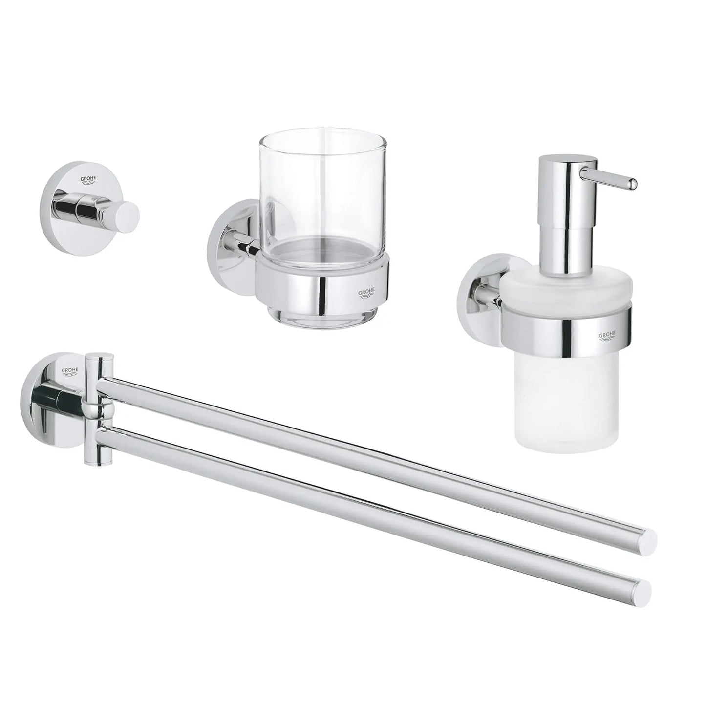 GROHE 40846001 Essentials 4-in-1 Accessory Set - Chrome