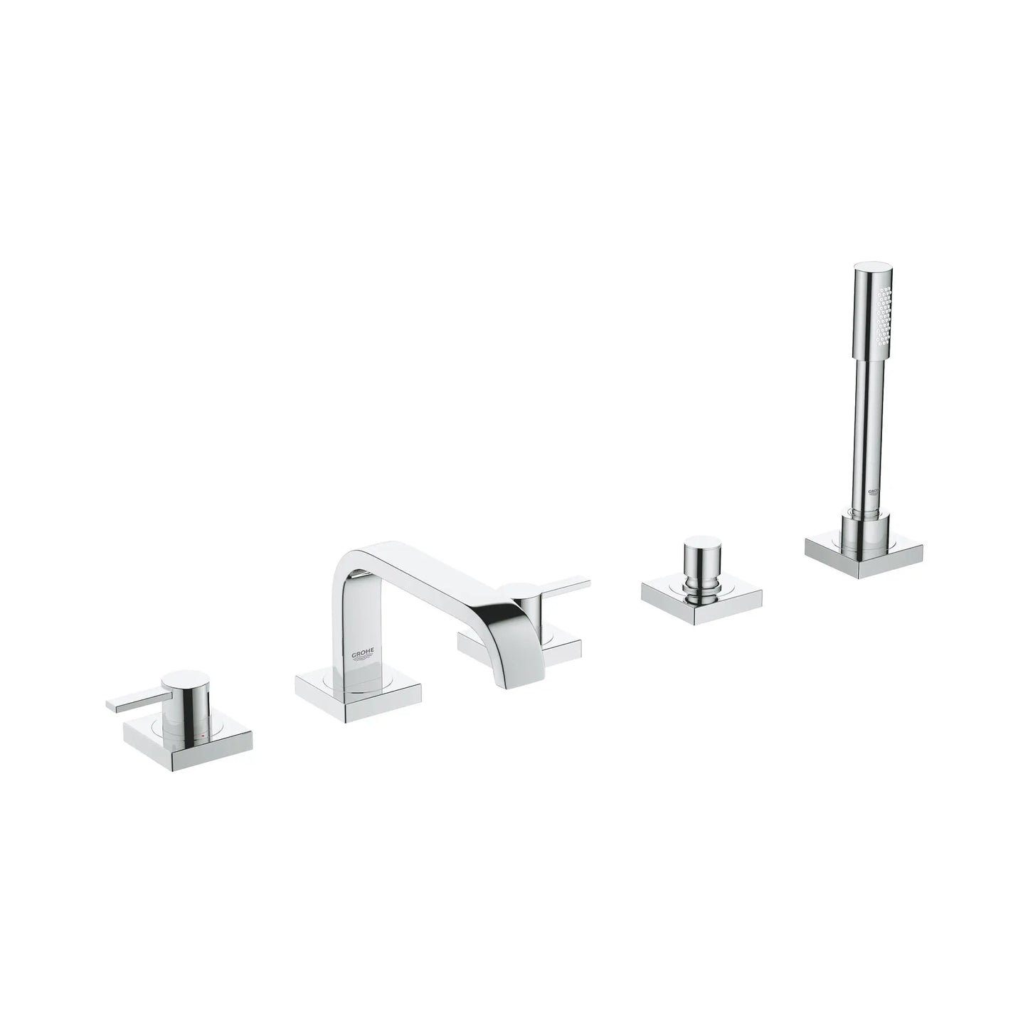 GROHE 25097001 Allure 5-Hole 2-Handle Deck Mount Roman Tub Faucet with 1.75 GPM Hand Shower - Chrome