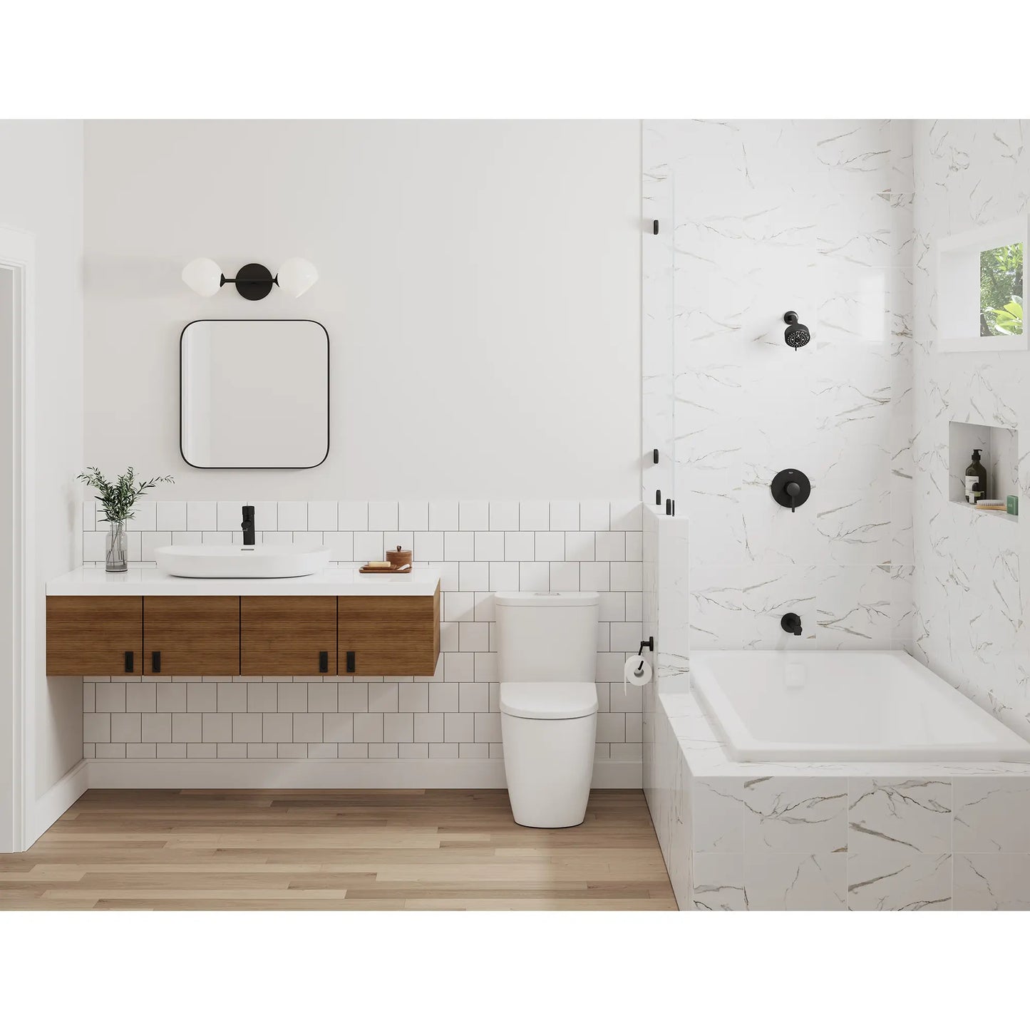 GROHE 1024982430 Concetto Pressure Balance Valve Tub/Shower Trim Kit - Matte Black