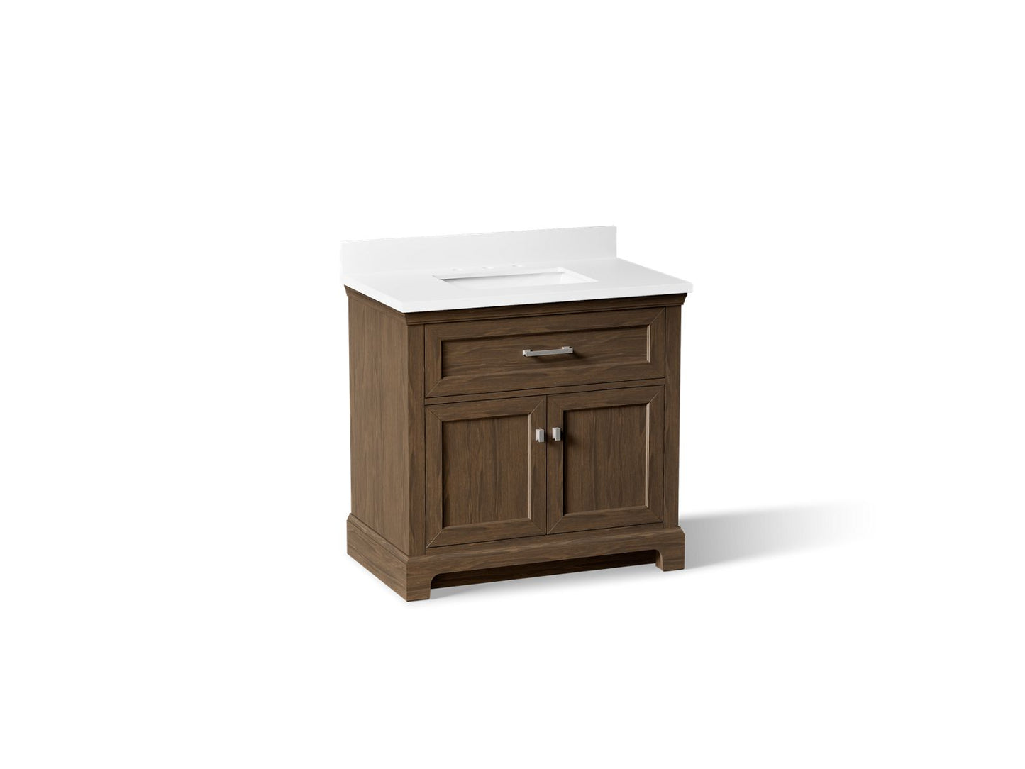 KOHLER K-29261-BD1-DAK 36" bathroom vanity cabinet with sink and quartz top - Draper Oak
