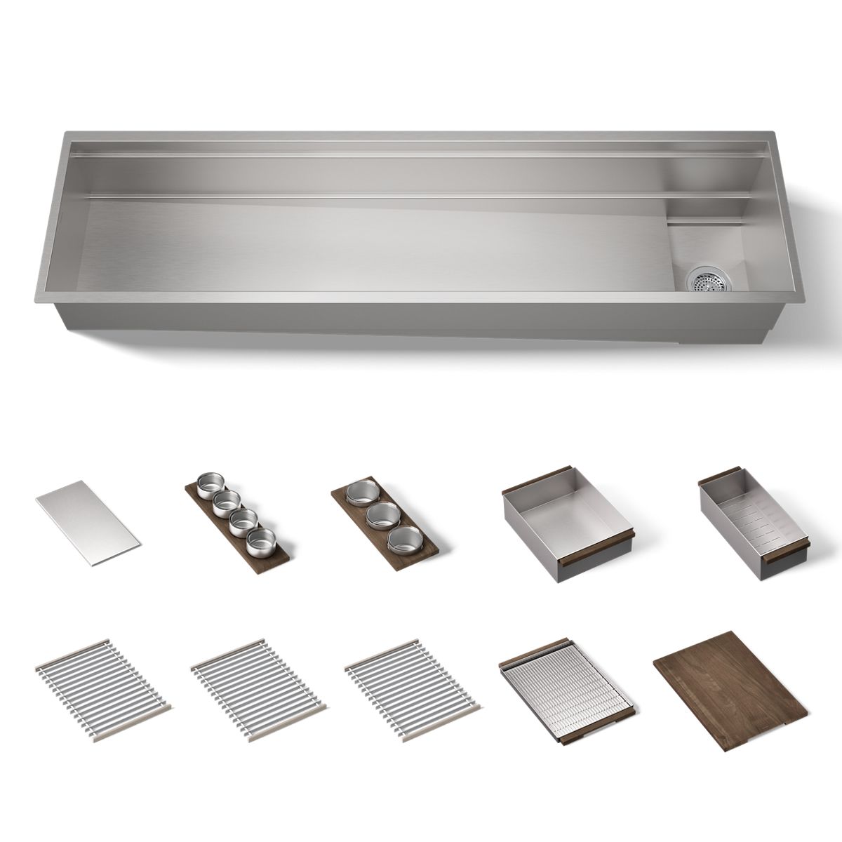 KOHLER 37905-WAL-NA Synthos 69-3/4" undermount single-bowl workstation kitchen sink - Stainless Steel