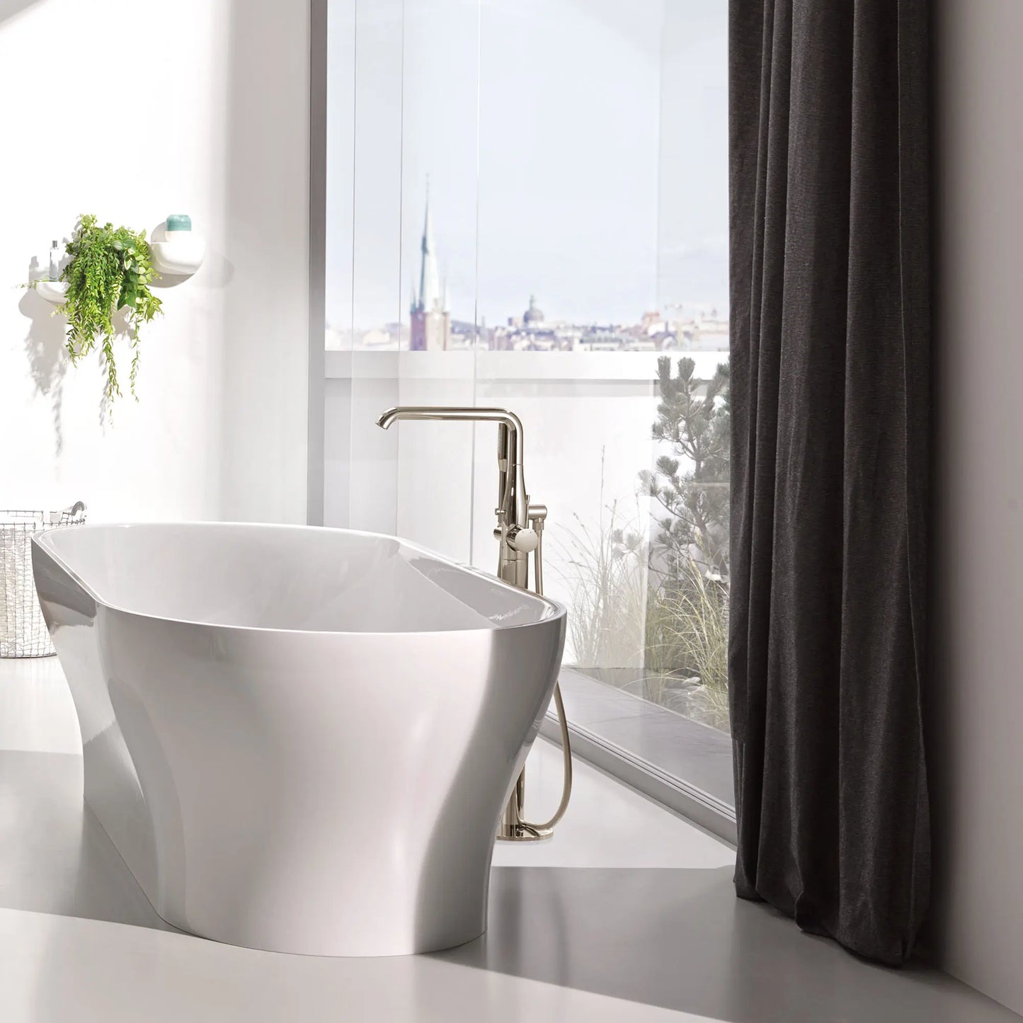 GROHE 23491BEA Essence New Single-Handle Freestanding Tub Faucet with 1.75 GPM Hand Shower - Polished Nickel