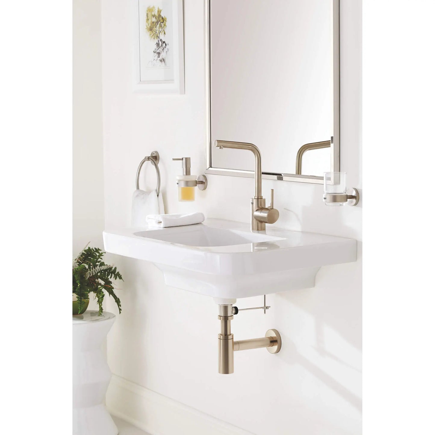 GROHE 23737EN2 Concetto Single Hole Single-Handle L-Size Bathroom Faucet, 1.2 GPM - Brushed Nickel