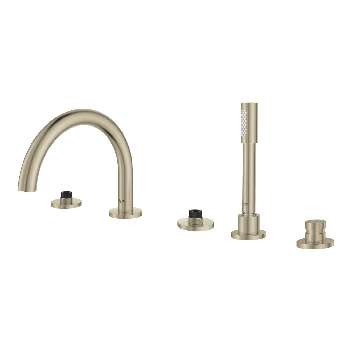 GROHE 25049EN3 Atrio New 5-Hole 2-Handle Deck Mount Roman Tub Faucet with 1.75 GPM Hand Shower - Brushed Nickel