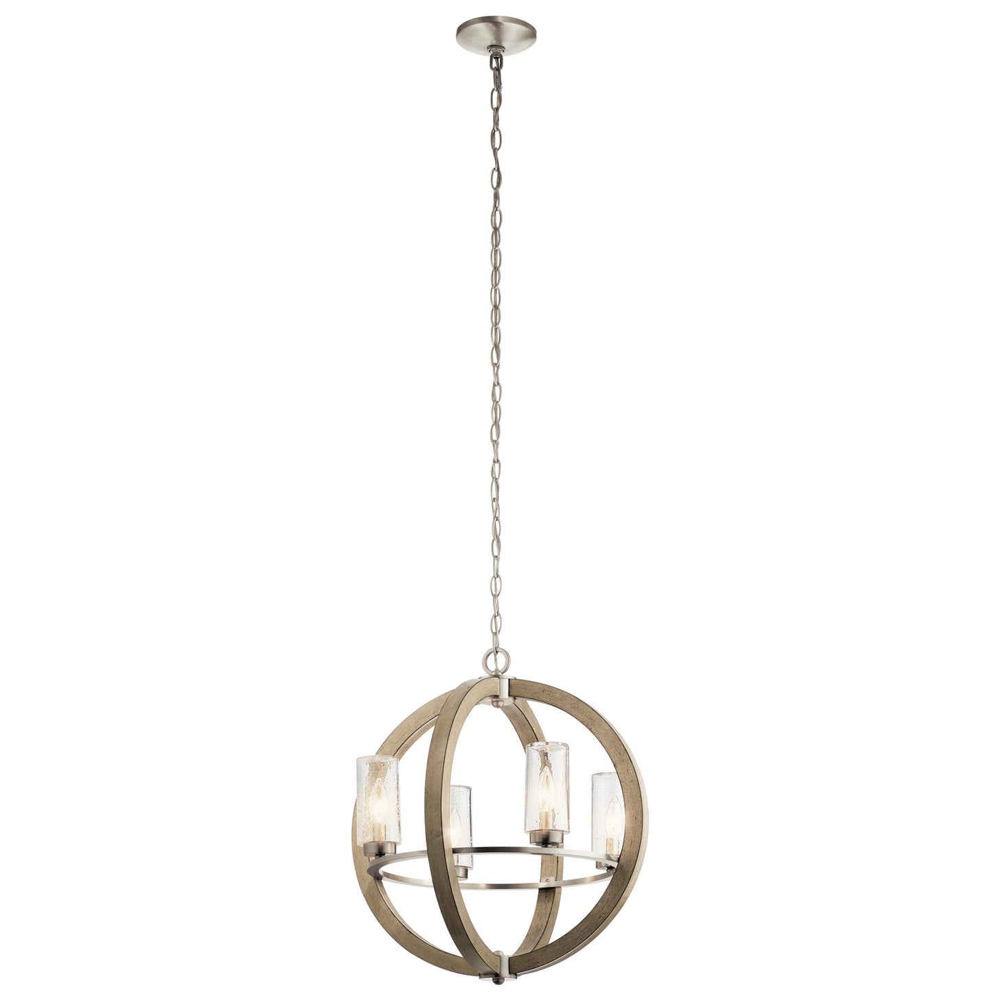 KICHLER 49791DAG Grand Bank Four Light Outdoor Chandelier Distressed Antique Gray