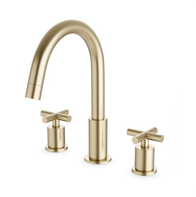 ARTOS FS315SB Round 8" Widespread Lavatory Faucet with Cross Handles Satin Brass