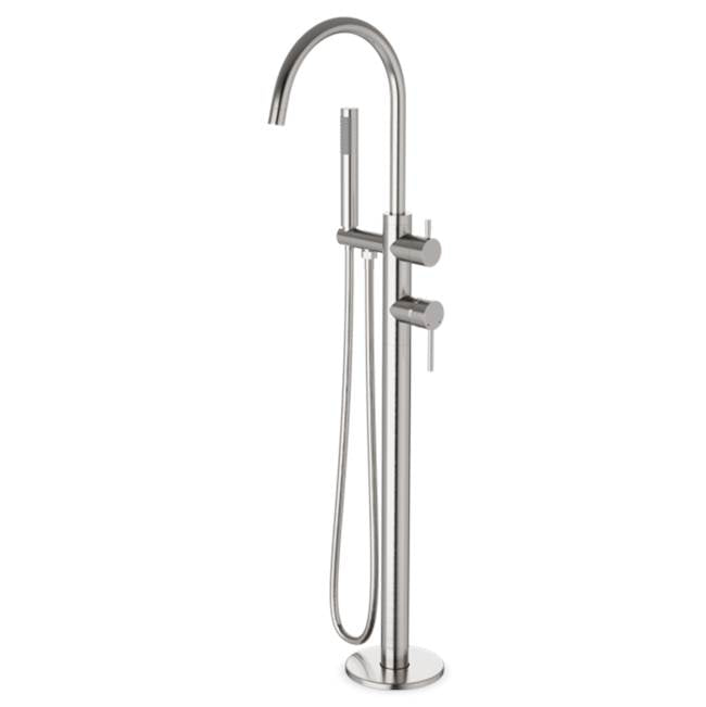 ARTOS FS510TKBN Trova Round Floor Mount Tub Filler Trim Kit with Hand Held Shower Brushed Nickel