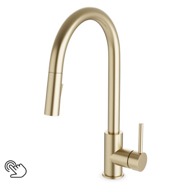 ARTOS FTS100137SB Trova Touch Activated Modern Kitchen Faucet with Pulldown Spray Satin Brass