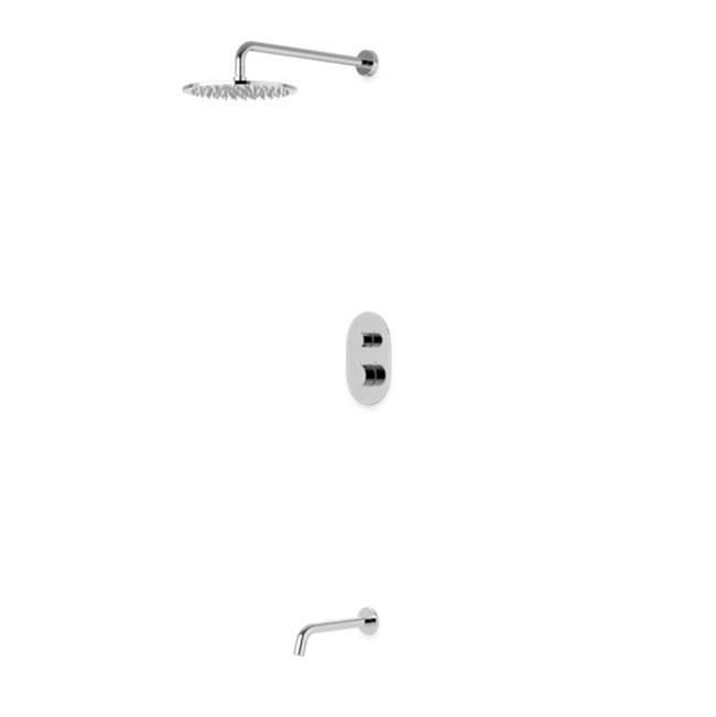 ARTOS PS144BN Opera Round Thermostatic Shower Trim Kit with Wall Mount Shower Head, Tub Filler Brushed Nickel
