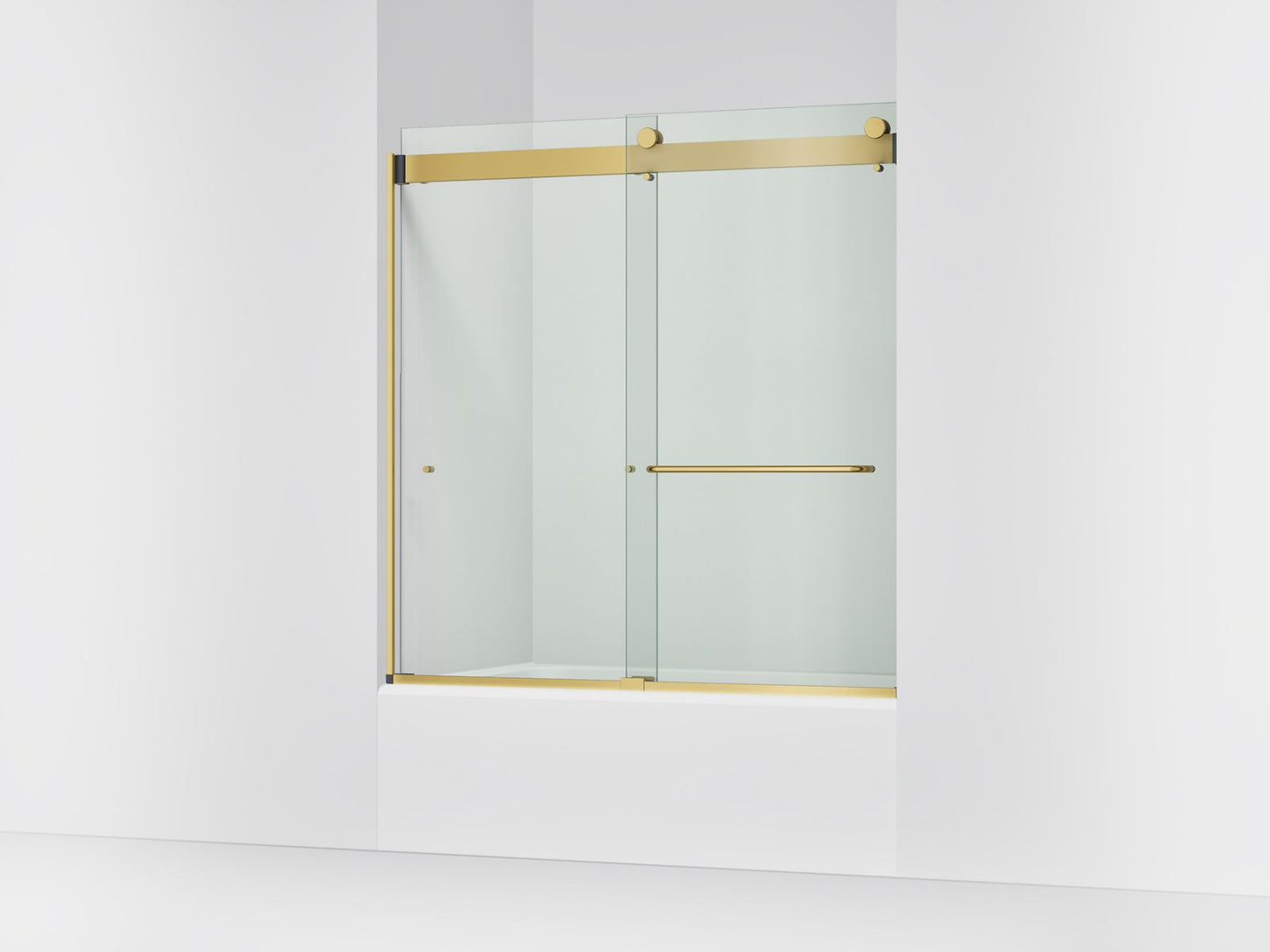 KOHLER K-CA33782-10L-2MB Stoneridge 54"-60" W x 61-7/16" H bypass bath door with 3/8"-thick Crystal Clear glass - Vibrant Brushed Moderne Brass