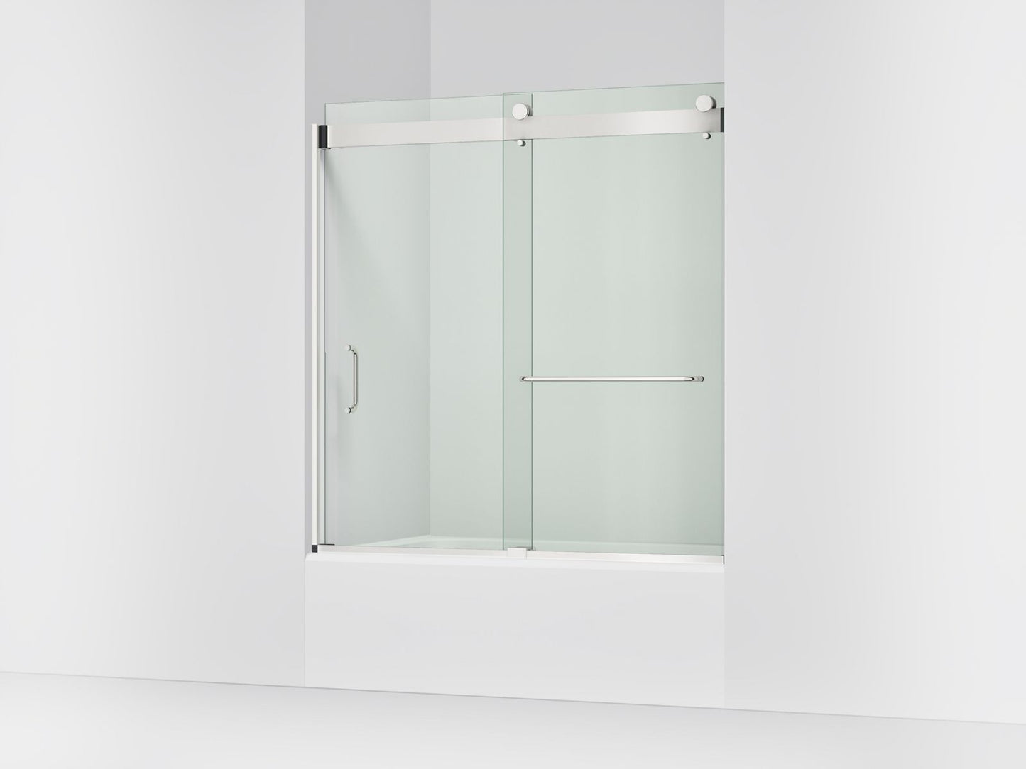 KOHLER K-CA33786-10L-SHP Stoneridge 54"-60" W x 61-7/16" H bypass bath door with 3/8"-thick Crystal Clear glass - Bright Polished Silver