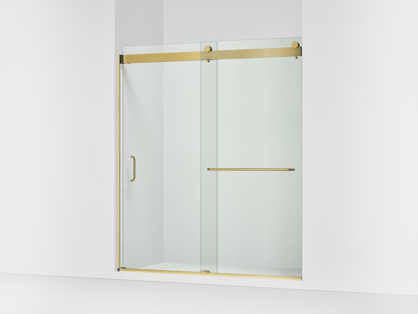 KOHLER K-CA33789-10L-2MB Stoneridge 66"-72" W x 80-1/4" H bypass shower door with 3/8"-thick Crystal Clear glass - Vibrant Brushed Moderne Brass