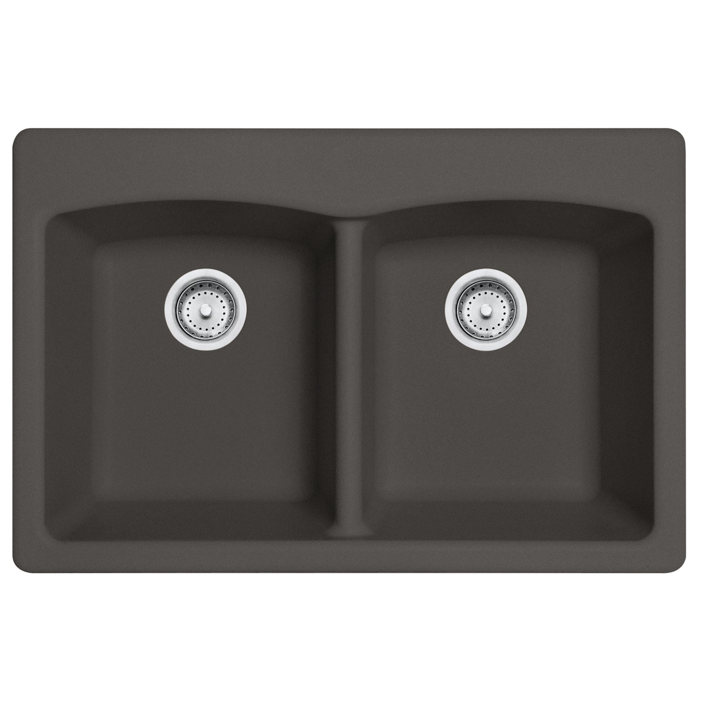 FRANKE EDSL33229-1 Ellipse 33.0-in. x 22.0-in. Granite Dual Mount Double Bowl Kitchen Sink in Slate Grey