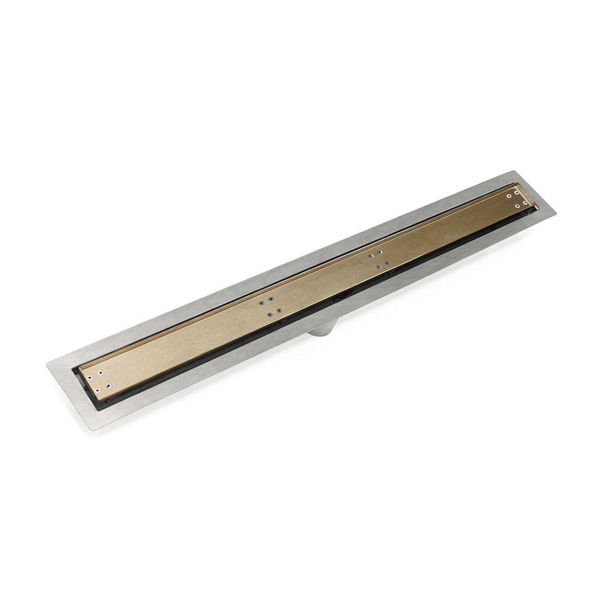 INFINITY DRAIN FFTIF 6548 SC FFTIF 65 48" FF Series Complete Kit with Tile Insert Frame in Satin Champagne