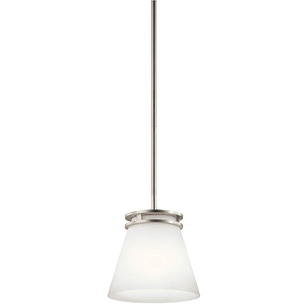 KICHLER 1687NI Hendrik 8.75" 1 Light Mini Pendant with Satin Etched Cased Opal Glass Brushed Nickel