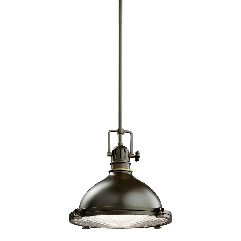 KICHLER 2665OZ Hatteras Bay 11" 1 Light Pendant with Clear Fresnel Lens Olde Bronze