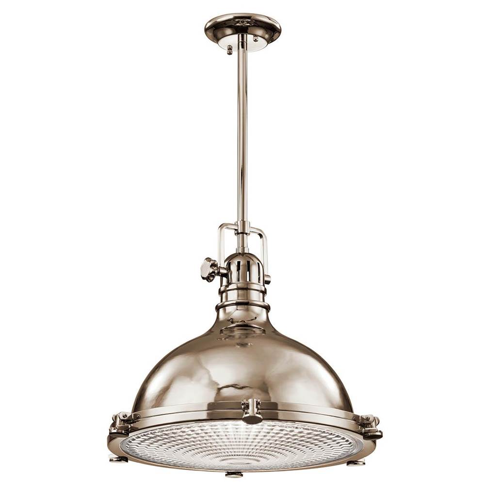 KICHLER 2682PN Hatteras Bay 16" 1 Light Pendant with Clear Fresnel Lens Polished Nickel