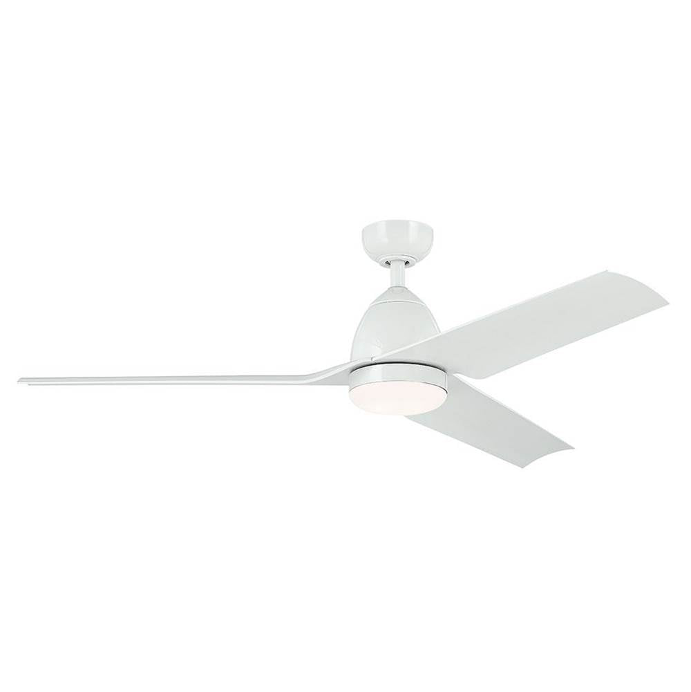 KICHLER 310254WH 54 Inch Fit Ceiling Fan with Satin Etched Cased Opal Glass in White with White Blades