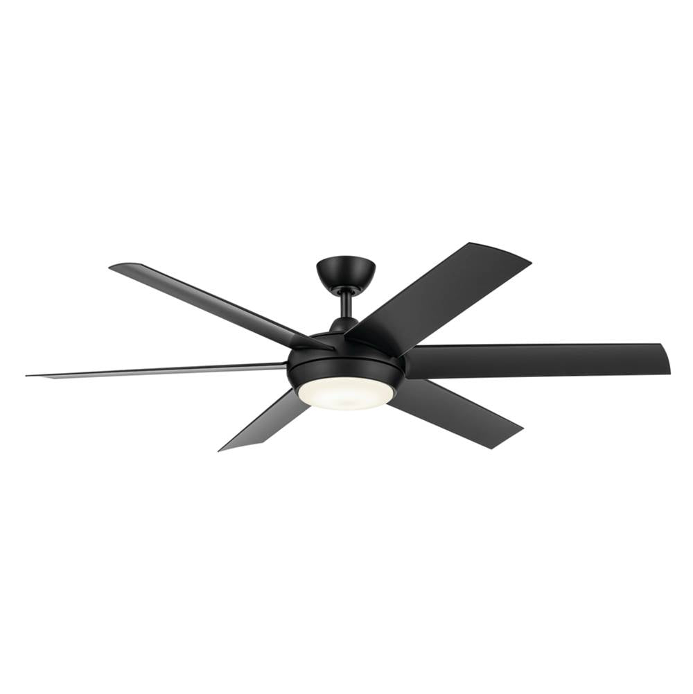 KICHLER 310260SBK 60 Inch Mint Ceiling Fan with Glass Diffuser in Satin Black with Satin Black Blades