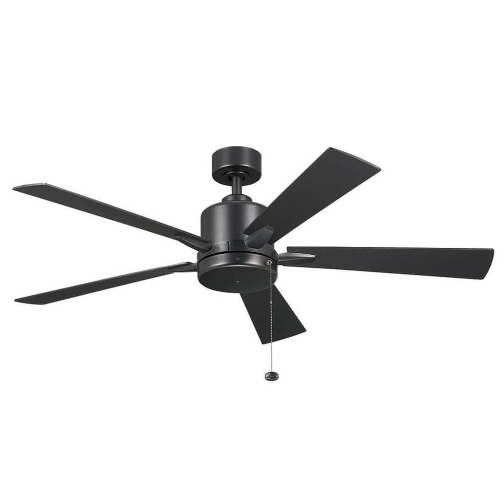 KICHLER 330242SBK 52 Inch Lucian II 5 Blade Indoor Ceiling Fan in Satin Black with Reversible Silver and Black Blades