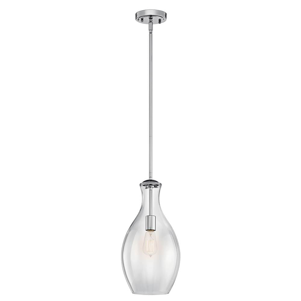 KICHLER 42047CH Everly 17.75" 1 Light Hour Glass Pendant Clear Glass Chrome