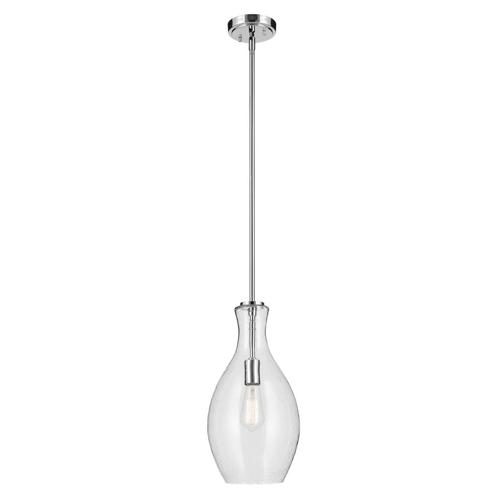 KICHLER 42047CHCS Everly 17.75" 1-Light Bell Pendant with Clear Seeded Glass in Chrome