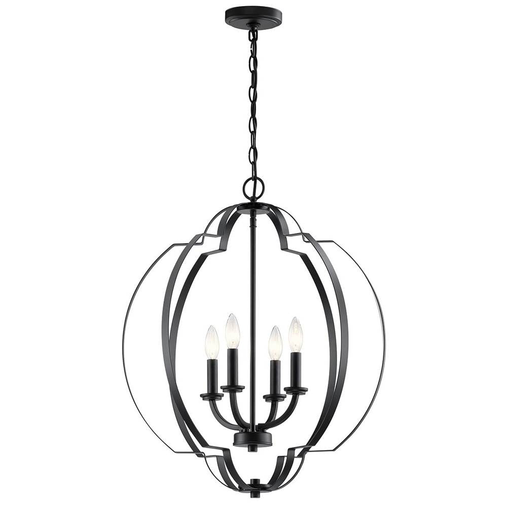 KICHLER 42138BK Voleta 26.25" 4 Light Foyer Pendant Black
