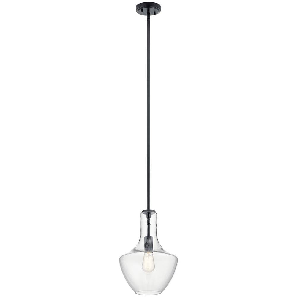 KICHLER 42141BK Everly 15.25" 1 Light Bell Pendant Clear Glass Black