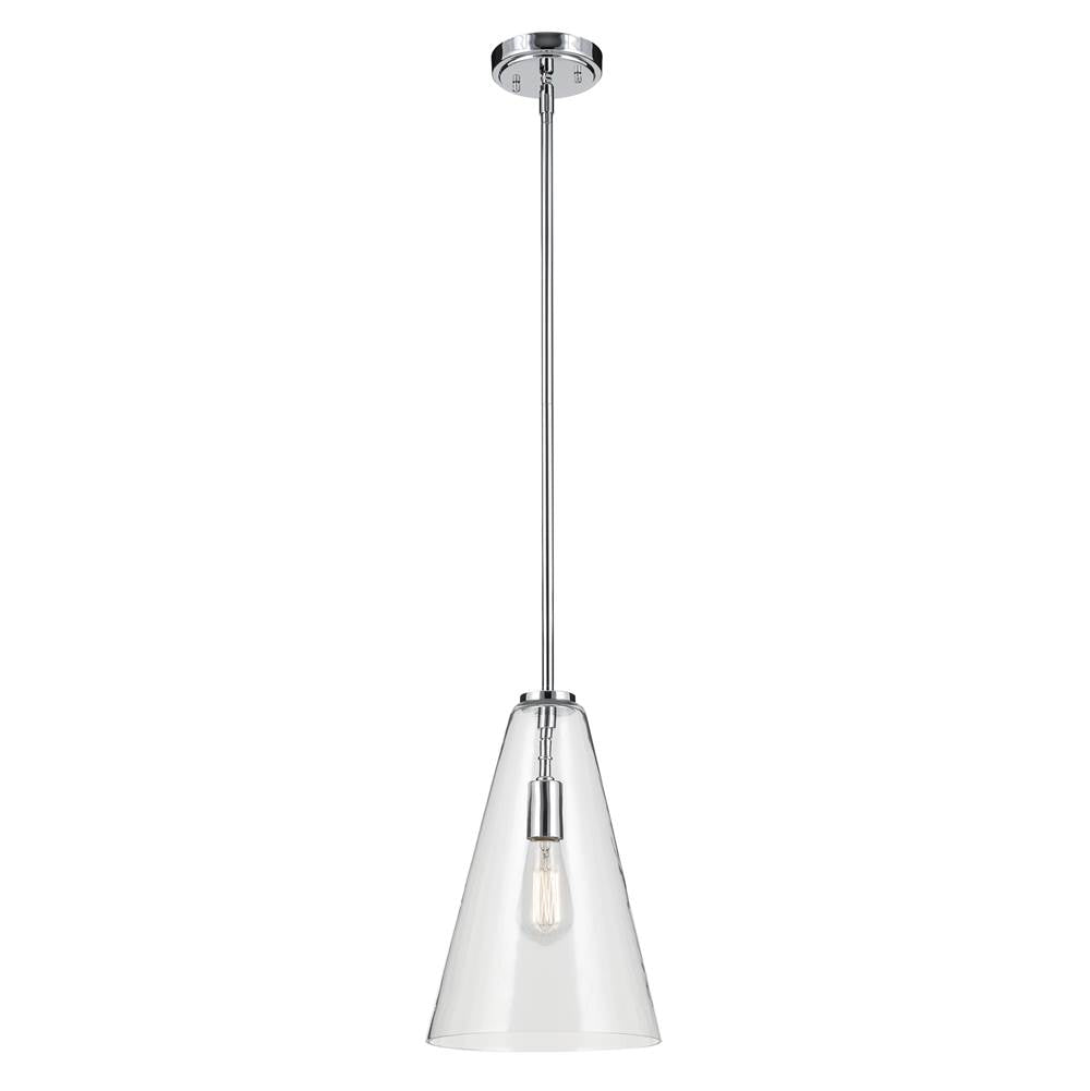 KICHLER 42199CH Everly 15.25" 1-Light Cone Pendant with Clear Glass in Chrome