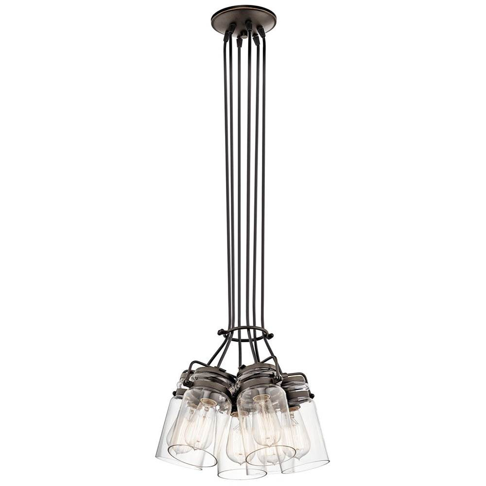KICHLER 42877OZ Brinley 7.75" 6 Light Pendant with Clear Glass Olde Bronze