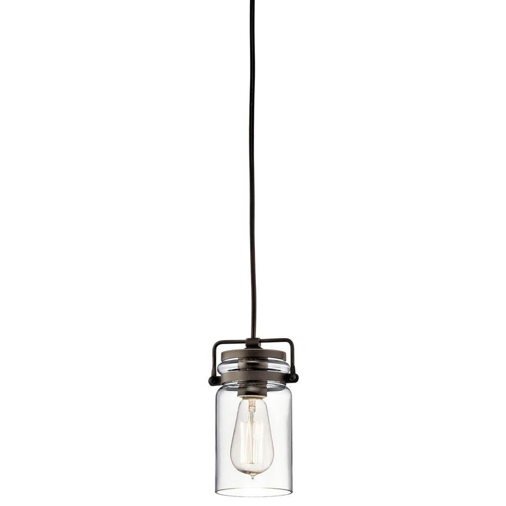 KICHLER 42878OZ Brinley 7.75" 1 Light Mini Pendant with Clear Glass Olde Bronze