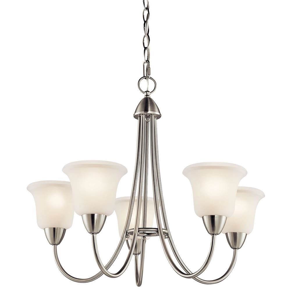 KICHLER 42884NI Nicholson 21" 5 Light Chandelier with Satin Etched Glass in Brushed Nickel
