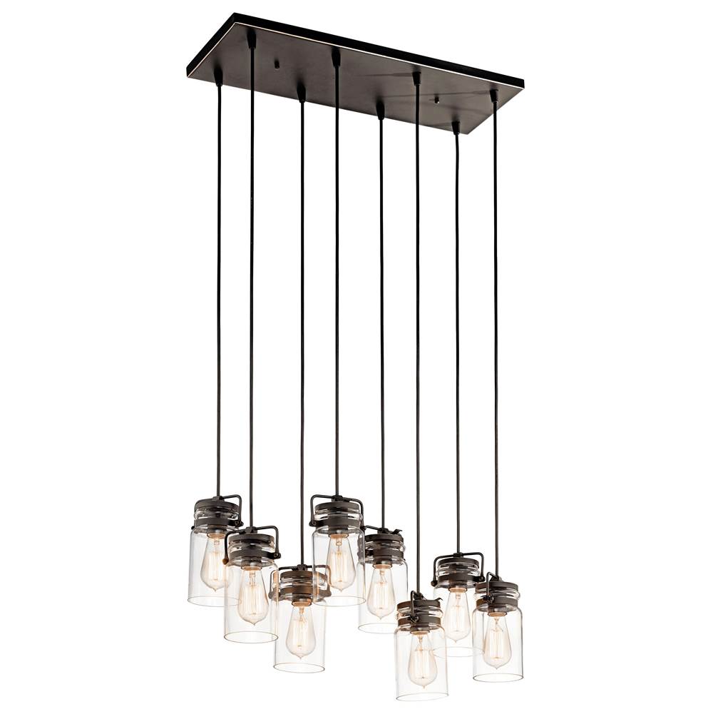 KICHLER 42890OZ Brinley 25.5" 8 Light Linear Chandelier with Clear Glass Olde Bronze