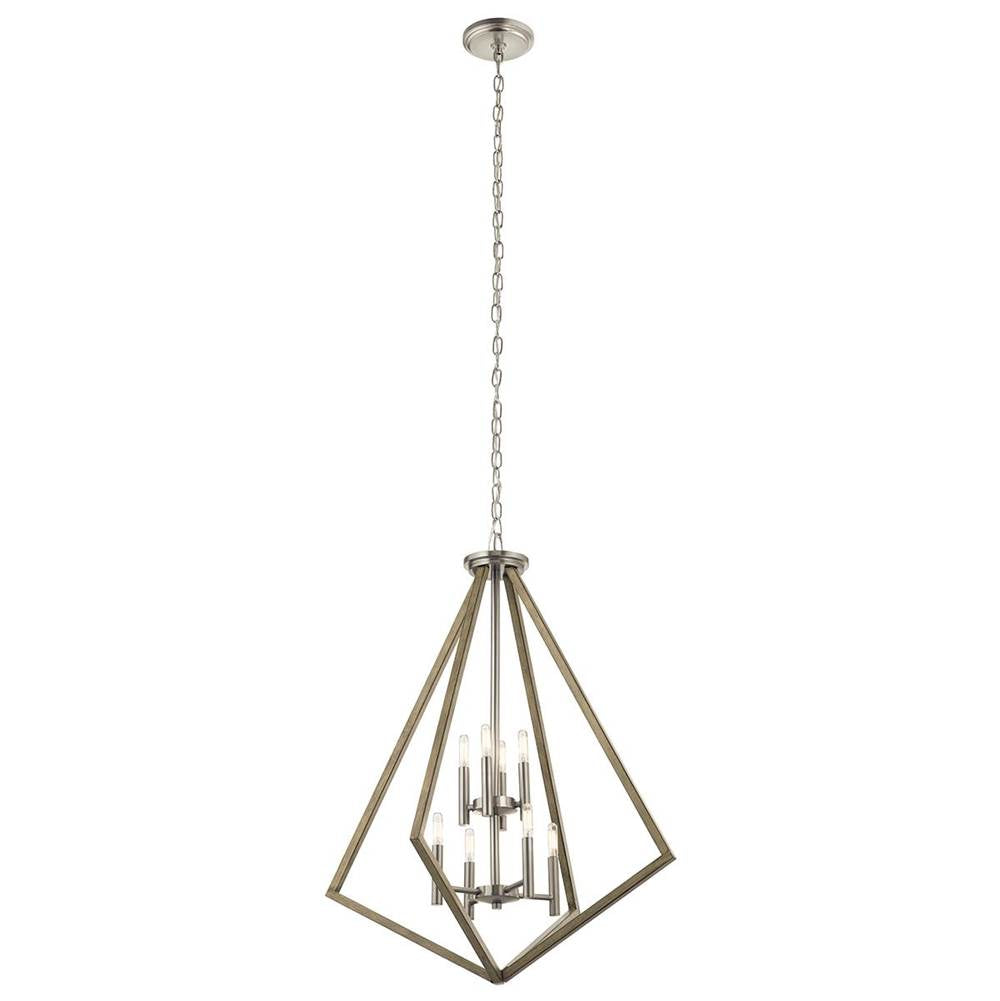 KICHLER 43036DAG Deryn 24" 8 Light 2 Tier Chandelier Distressed Antique Grey
