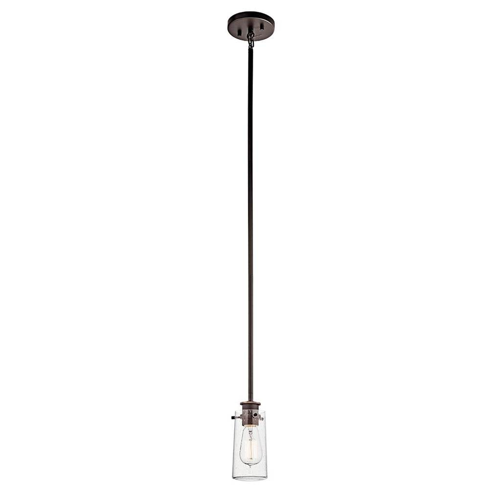 KICHLER 43060OZ Braelyn 8.5" 1 Light Mini Pendant with Clear Seeded Glass Olde Bronze