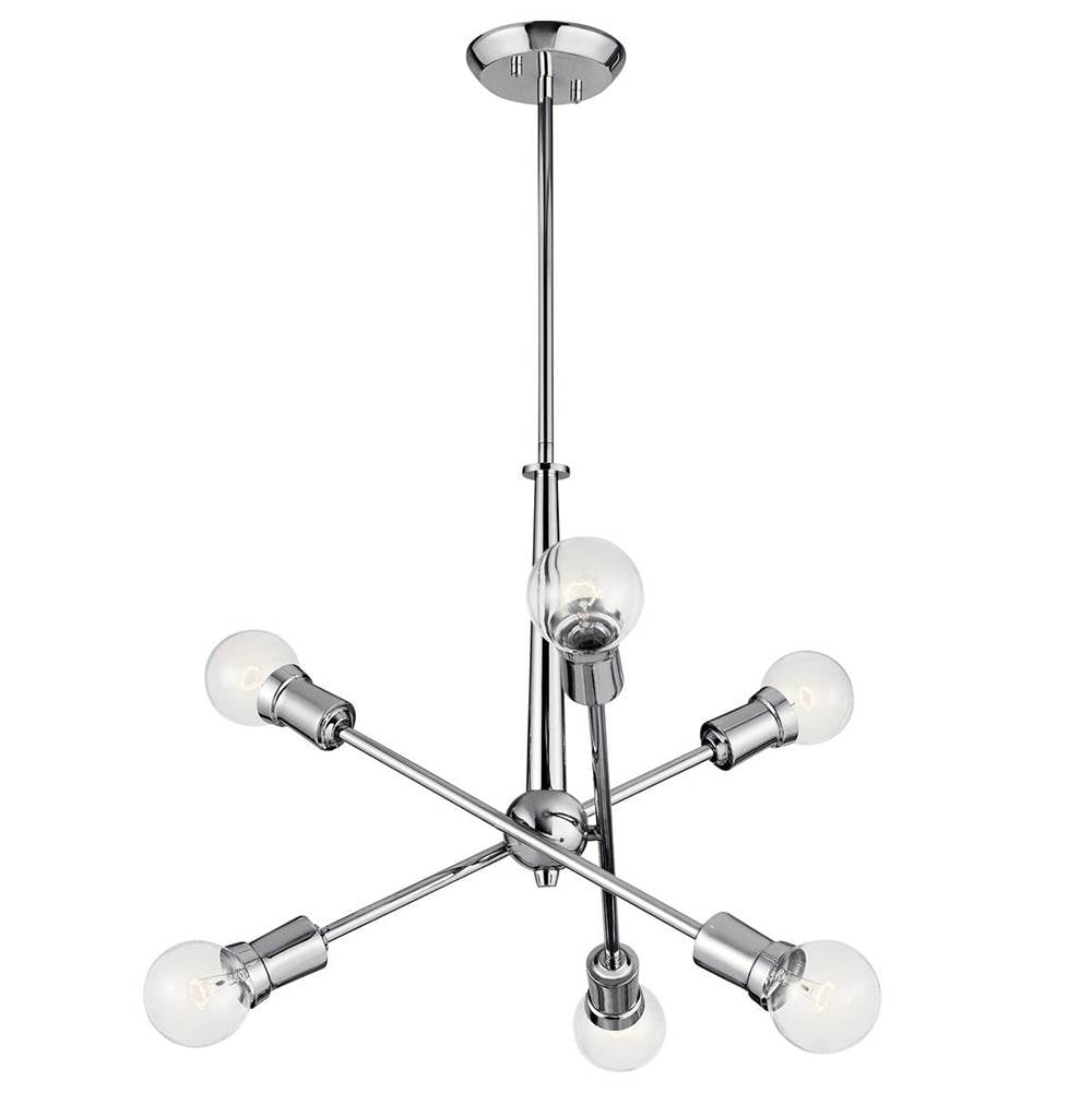 KICHLER 43095CH Armstrong 27.75" 6 Light Chandelier in Chrome