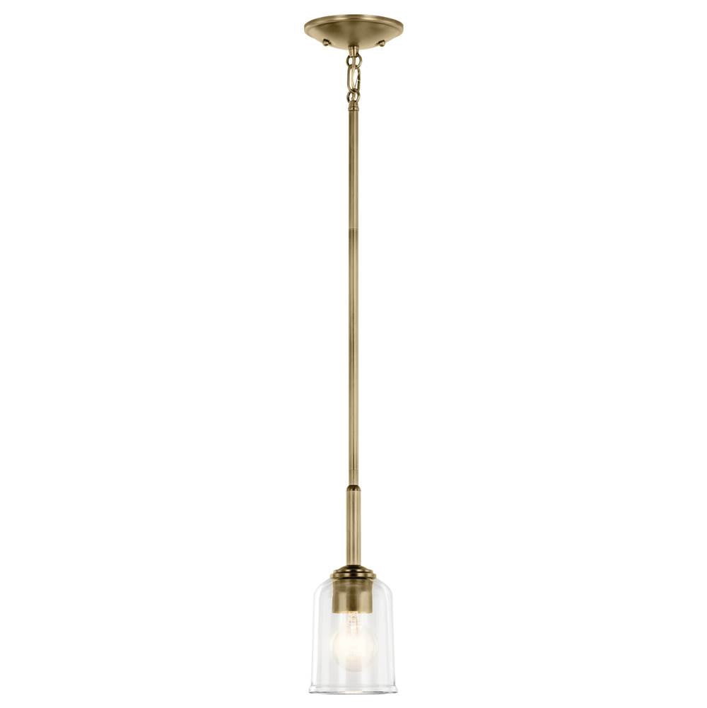 KICHLER 43674NBRCLR Shailene 11.25" 1-Light Mini Bell Pendant with Clear Glass in Natural Brass