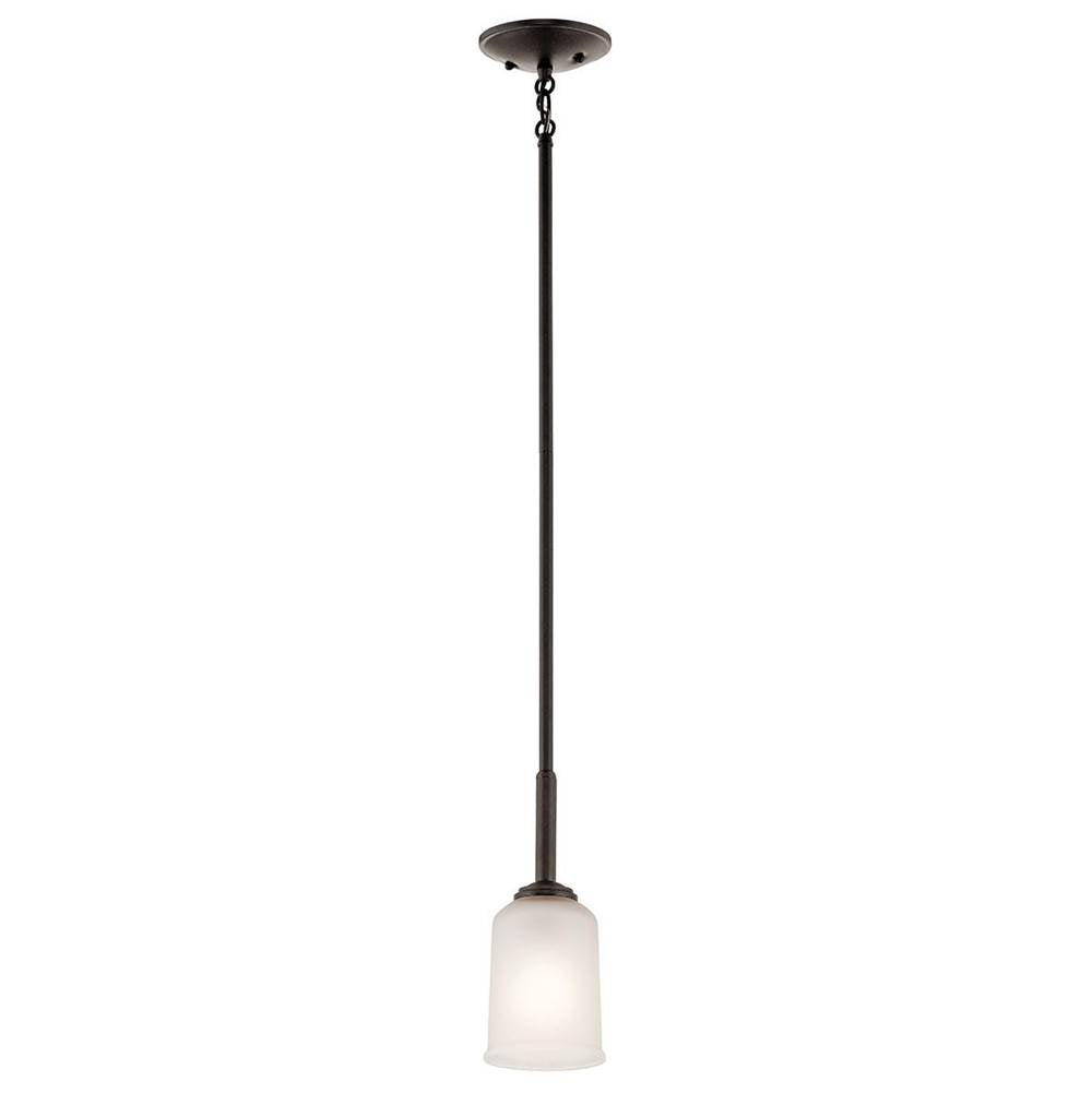 KICHLER 43674OZ Shailene 11" 1 Light Mini Pendant with Satin Etched Glass in Olde Bronze