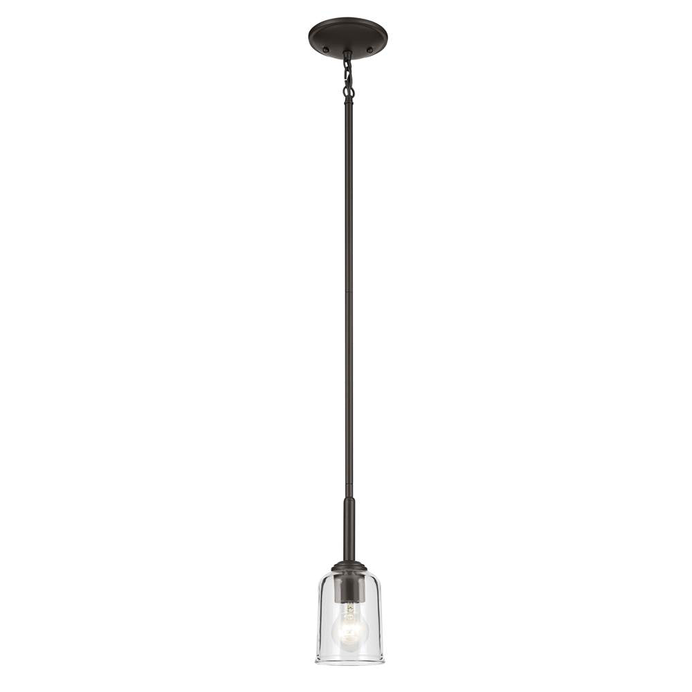 KICHLER 43674OZCLR Shailene 11.25" 1-Light Mini Bell Pendant with Clear Glass in Olde Bronze