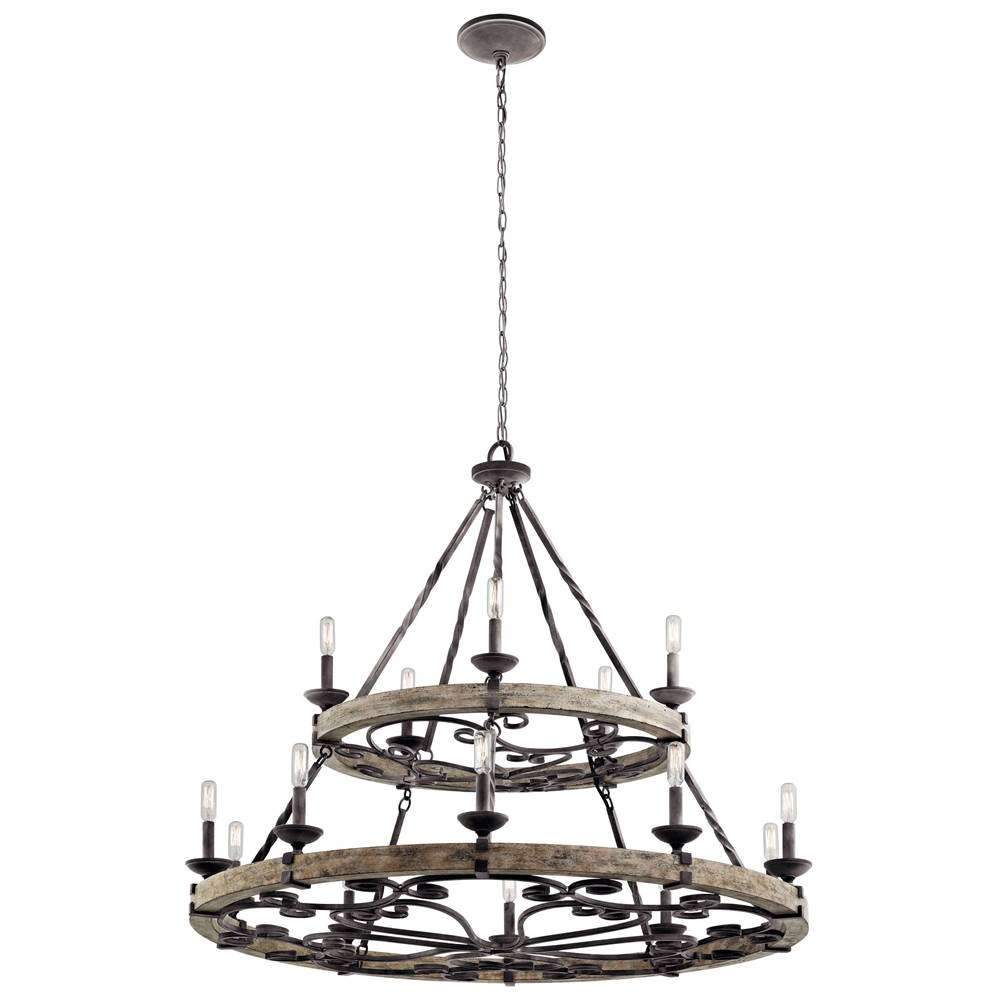 KICHLER 43826WZC Taulbee 15 Light Chandelier Weathered Zinc