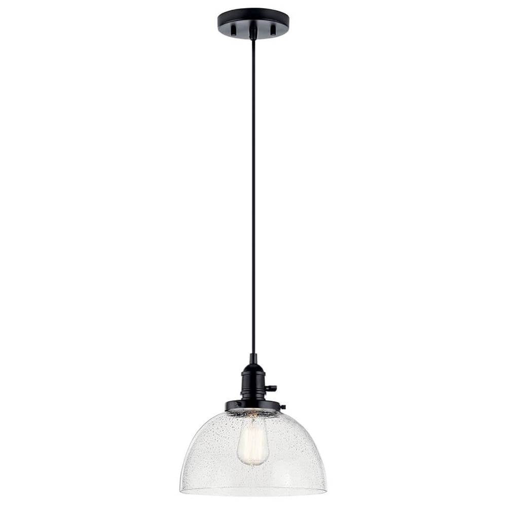 KICHLER 43853BK Avery 9.5 Inch 1 Light Goblet Mini Pendant with Clear Seeded Glass in Black