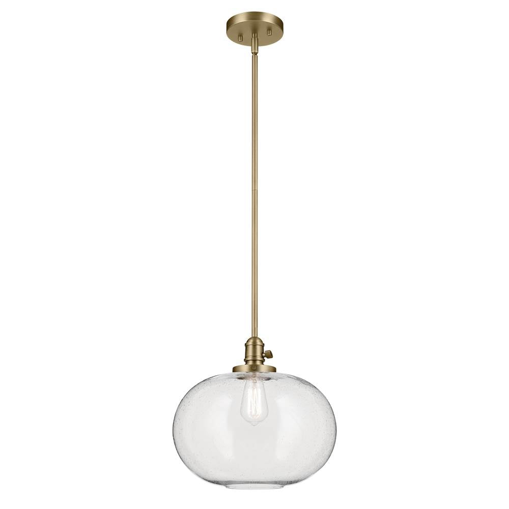 KICHLER 43911NBR Avery 14" 1-Light Globe Pendant with Clear Seeded Glass in Natural Brass