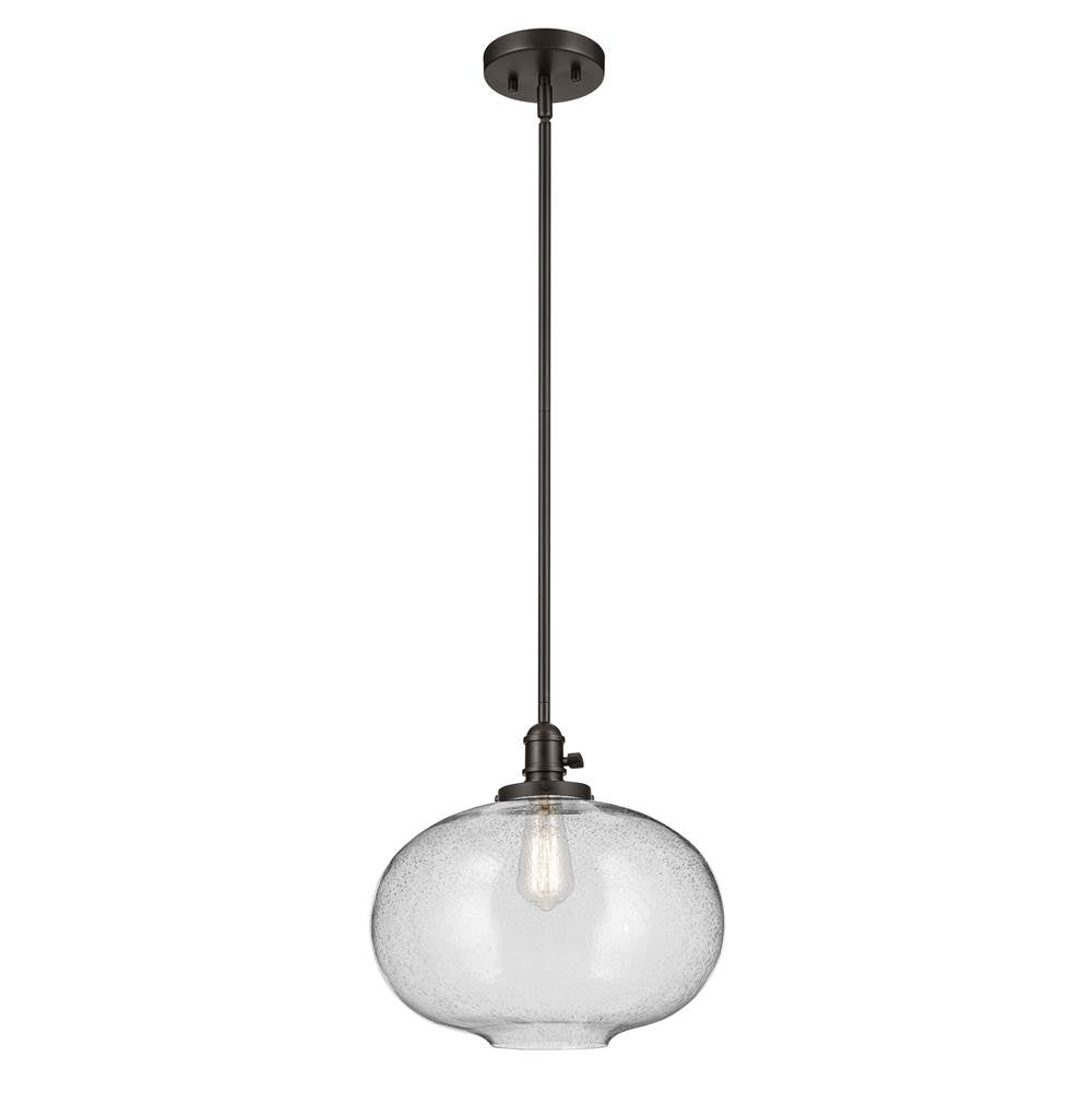 KICHLER 43911OZ Avery 14" 1-Light Globe Pendant with Clear Seeded Glass in Olde Bronze