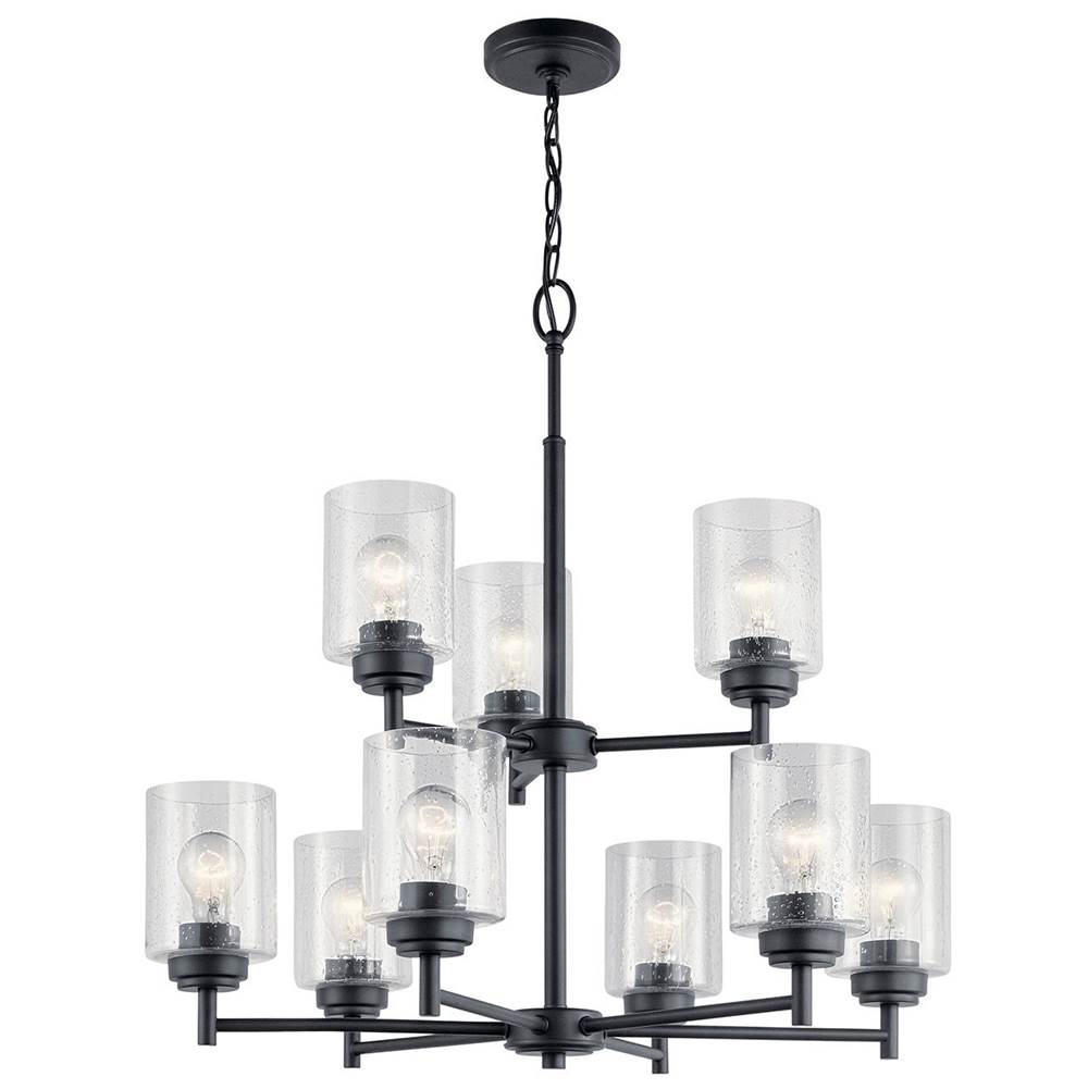 KICHLER 44031BK Winslow 9 Light Chandelier Black