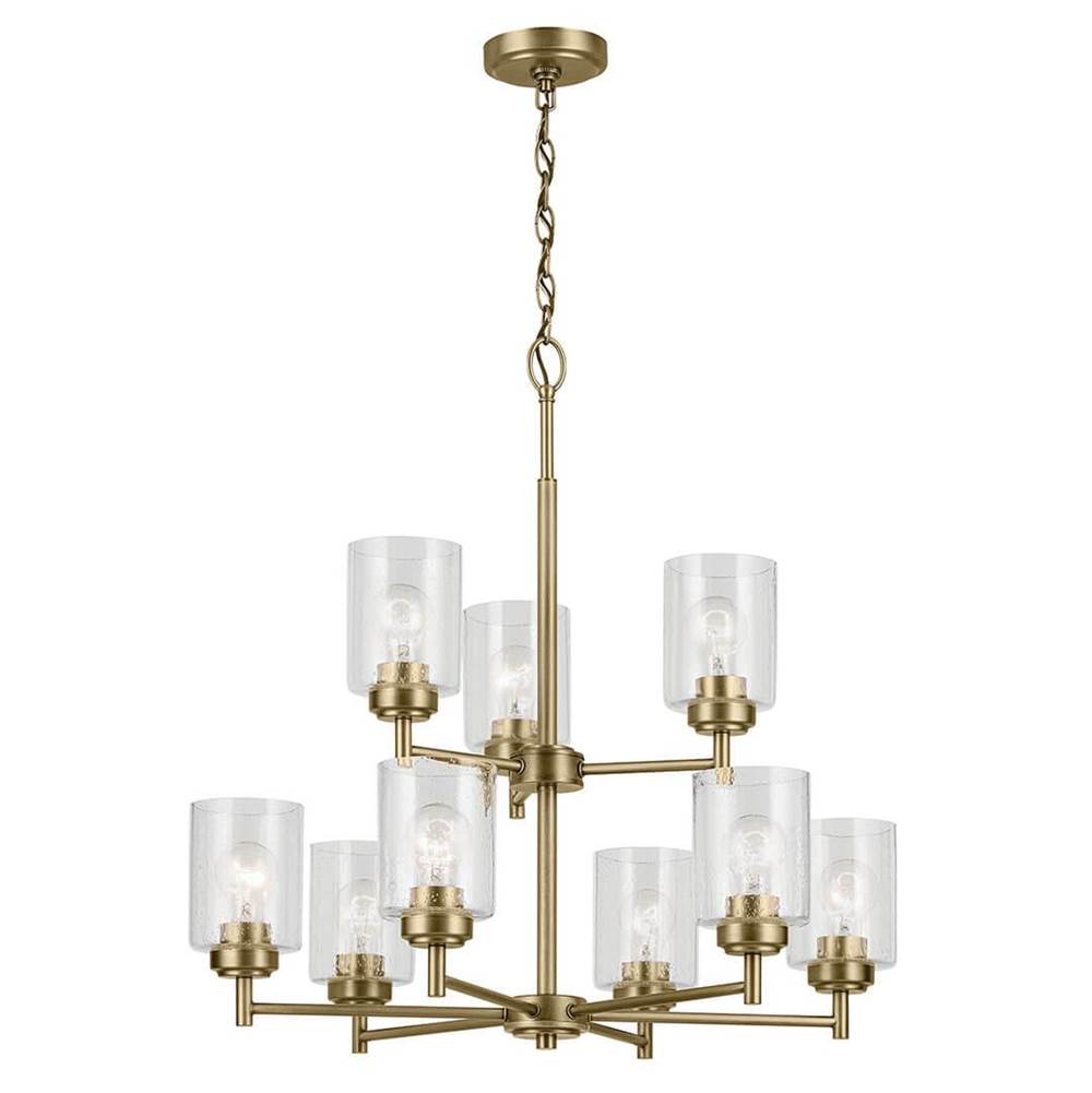 KICHLER 44031NBR Winslow 27" 9-Light Chandelier with Clear Seeded Glass in Natural Brass