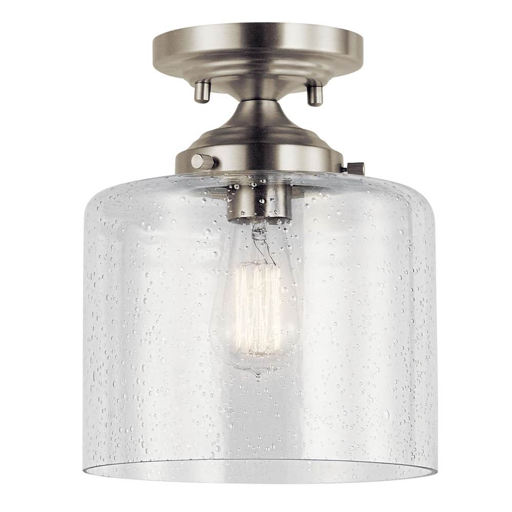 KICHLER 44033NI Winslow 8.5" 1 Light Semi Flush with Clear Seeded Glass in Brushed Nickel
