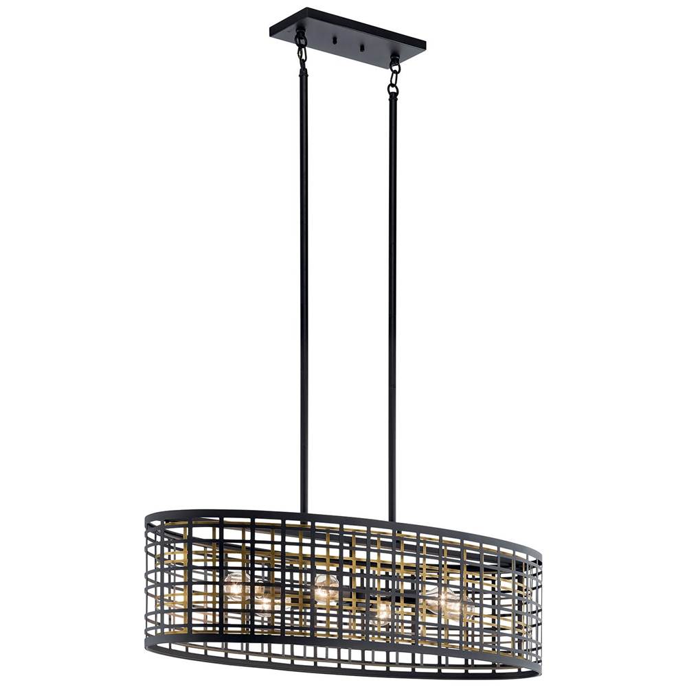 KICHLER 44077BK Aldergate 6 Light Oval Chandelier Black